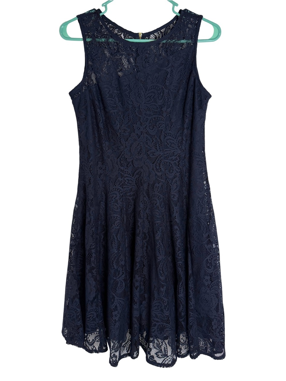 DB Established 1962 Navy Blue Sleeveless Knee Length Lace Overlayed Dress